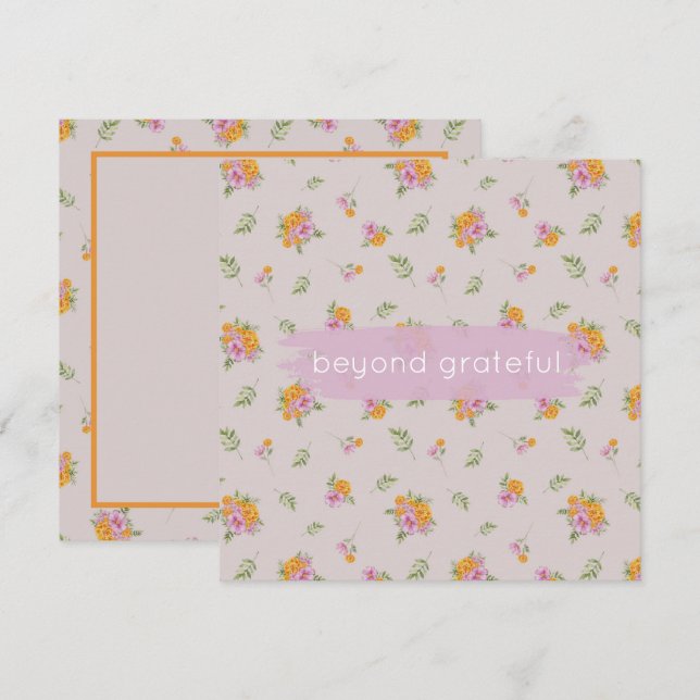 Cartão De Agradecimento Marigold Cosmos Grateful, Flores de Nascimento em  (Frente/Verso)