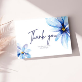 Cartão De Agradecimento Marinho azul Flor Minimalista Chá de panela elegan