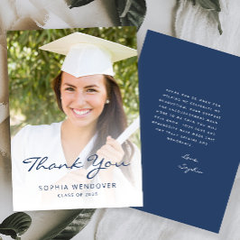 Cartão De Agradecimento marinho Clássico Clássico de Foto 2025 Azul Branco