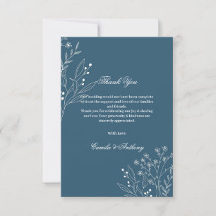 Cartão De Agradecimento Marinho Corner Floral Boho Wedding