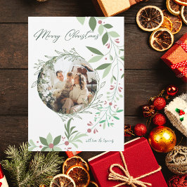 Cartão De Agradecimento Marinho de Fotografia de Natal Holly Botanical