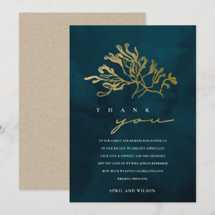 CARTÃO DE AGRADECIMENTO MARINHO DOURADO ELEGANTE ATRÁS DO CASAMENTO MARÍ