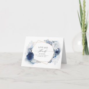 Cartão De Agradecimento Marinho e Casamento Azul empoeirado Obrigado