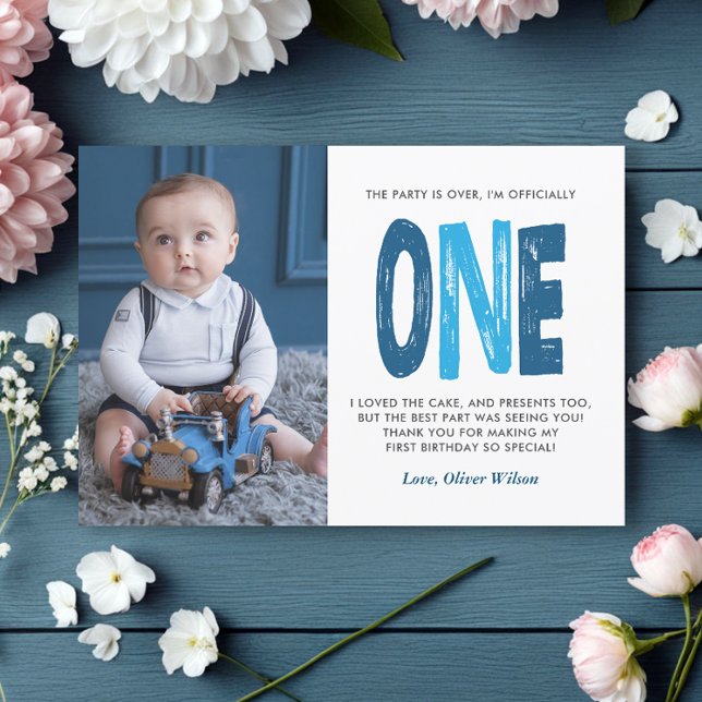 Cartão De Agradecimento Marinho e primeiro aniversario Azul Obrigado (Criador carregado)