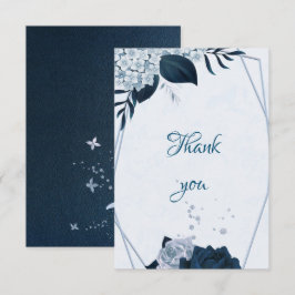 Cartão De Agradecimento marinho elegante e obrigado botânico poeirento de 