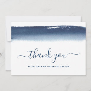Cartão De Agradecimento Marinho Elegante profissional Blue Business