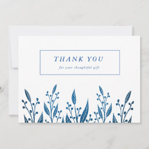 Cartão De Agradecimento Marinho legante Casamento verde folha azul