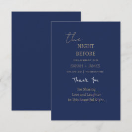 Cartão De Agradecimento Marinho Minimalista Dourado Na Noite Antes Do Casa