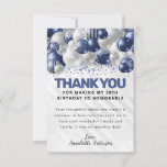 Cartão De Agradecimento Marinho Moderno Blue Silver Balloon Glitter Aniver<br><div class="desc">Marinho De Glam Moderno Balão Azul De Prata Brilhante Brilhante Qualquer Idade Obrigado Cartão De Aniversário</div>