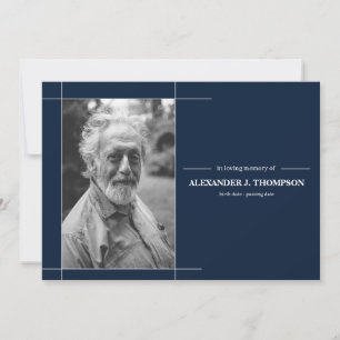 Cartão De Agradecimento Marinho moderno & branco em funeral Loving da