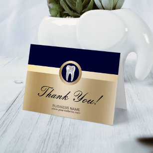 Cartão De Agradecimento Marinho moderno do escritório de dental e agradeci