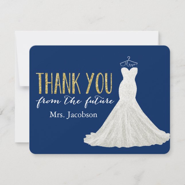 Cartão De Agradecimento MARINHO NA MODA e DOURADO | Obrigado! (Frente)