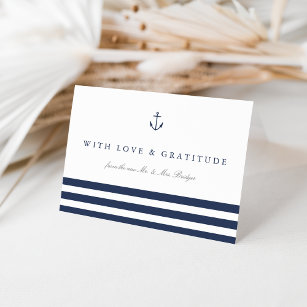 Cartão De Agradecimento Marinho náutico - Faixa personalizada Obrigado