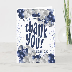 Cartão De Agradecimento Marinho Obrigado Balões de Apreciação