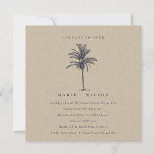 Cartão De Agradecimento Marinho Palm Tree Casais Kraft Convidar