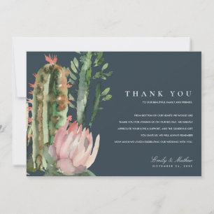CARTÃO DE AGRADECIMENTO MARINHO PINK DESERTO CACTUS FLORAL WATERCOLOR WEDT