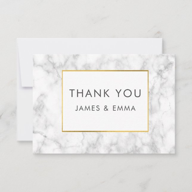 Cartão De Agradecimento Mármore Branco Moderno (Frente)