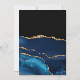Cartão De Agradecimento Mármore de Ágata Azul Brilho Dourado Chic Glamour