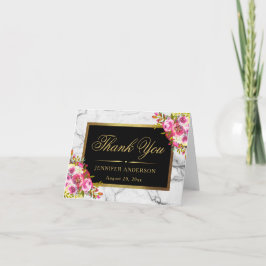 Cartão de Agradecimento Mármore Moldura Dourada Fl