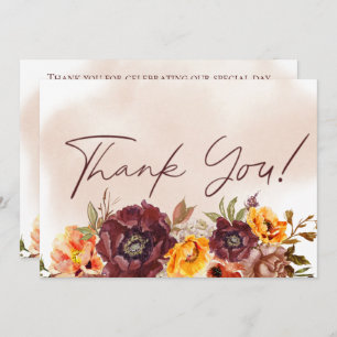 Cartão De Agradecimento Marsala Clay & Yellow Buquê Weding