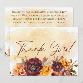 Cartão De Agradecimento Marsala Clay & Yellow Buquê Yellow Casamento