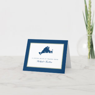 Cartão De Agradecimento Marthas Vineyard Blue Map com Casamento Cardíaco