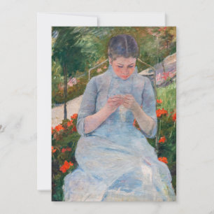 Cartão De Agradecimento Mary Cassatt - Menina costurando em um Jardim