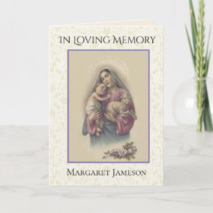 Cartão De Agradecimento Mary Jesus Lamb Roses Condolências Católicas Obrig