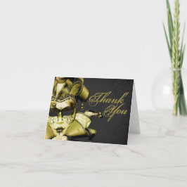 Cartão De Agradecimento Mascarada Dourado escovado