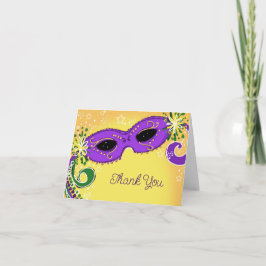 Cartão De Agradecimento Mascarada Purple Yellow Mask Whimsars