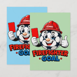 Cartão De Agradecimento Mascote Árbitro de Futebol Bombeiro