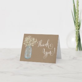 Cartão De Agradecimento Mason Jar Baby's Breath