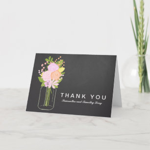 Cartão De Agradecimento Mason Jar Chalkboard Thank You   Wedding