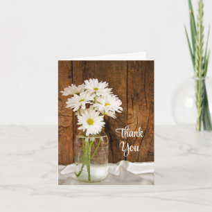 Cartão De Agradecimento Mason Jar e Daisies Country Bridesmaid Obrigado