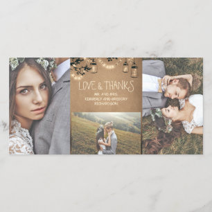 Cartão De Agradecimento Mason Jar Firefly Lights Rustic Weding Obrigado