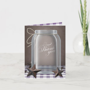 Cartão De Agradecimento Mason Jar Rustic Stars Purple Thank You cards
