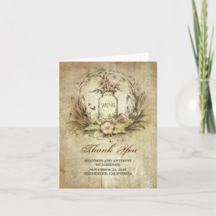 Cartão De Agradecimento mason jar vintage rustic wedding thank you card