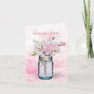 CARTÃO DE AGRADECIMENTO MASON JAR WATERCOLOR PINTA DOCE PEAS