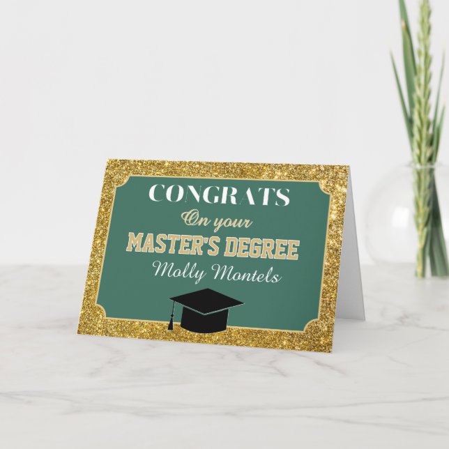 Cartão De Agradecimento Master's Degree Congrats! Personalized Card (Frente)