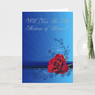 Cartão De Agradecimento Matrão de honra com rosa vermelha