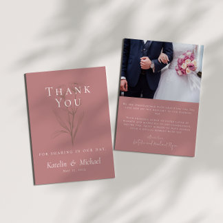 Cartão De Agradecimento Mauve Wedding Foto Obrigado