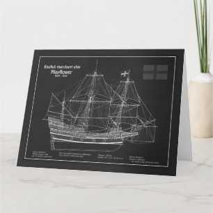 Cartão De Agradecimento Mayflower - Navio Planos de Impressão Bluetooth PD
