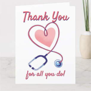 Cartão De Agradecimento Médico Coração Médico Enfermeiro de Estetoscópio
