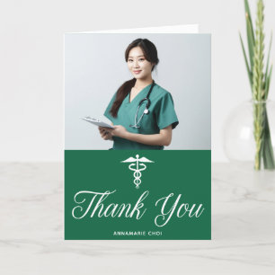 Cartão De Agradecimento Médico da Faculdade de Medicina de Graduação Verde