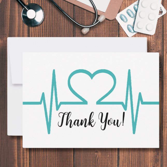 Cartão De Agradecimento Médicos de Enfermeiros Modernos Médicos do Gabinet (Modern Heart Beat Nurse Doctor Healthcare Medical Thank You Card)