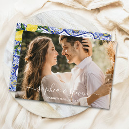 Cartão De Agradecimento Mediterranean-Inspired Wedding with Lemon Accents