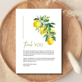 Cartão De Agradecimento Mediterranean Italy Greece Lemon Vibrant Wedding