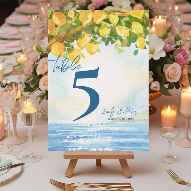 Cartão De Agradecimento Mediterranean Lemon Grove Wedding Table Number (Mediterranean Lemon Grove Wedding Table Number)