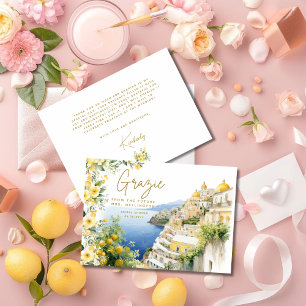 Cartão De Agradecimento Mediterrâneo Itália Positano Chá de panela Italian