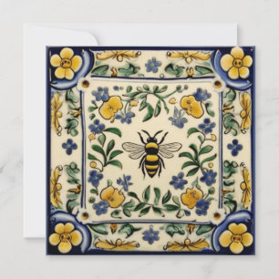 Cartão De Agradecimento Mel Bee Tradicional Azul Amarelo Mediterrâneo